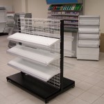 White Wire Grid Shelving with Black Base